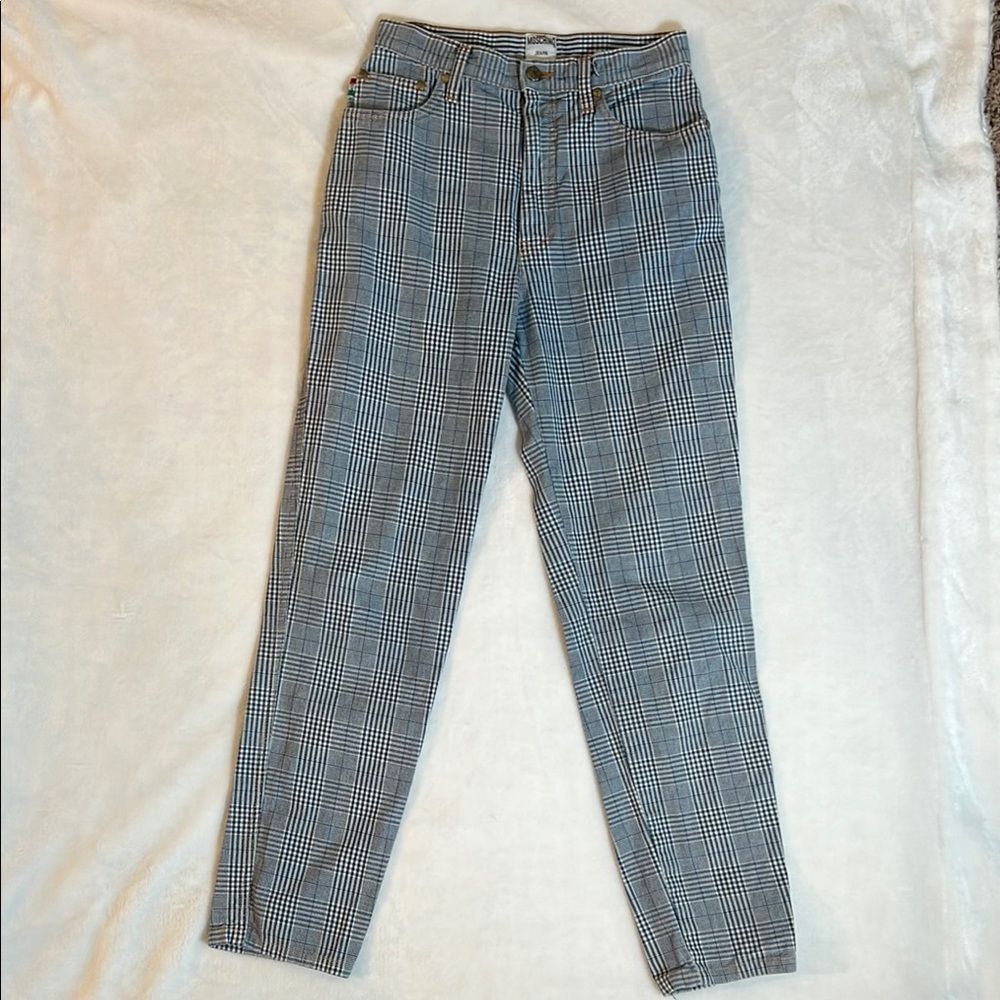 Moschino Women’s Blue & White Checkered Jeans Size 28